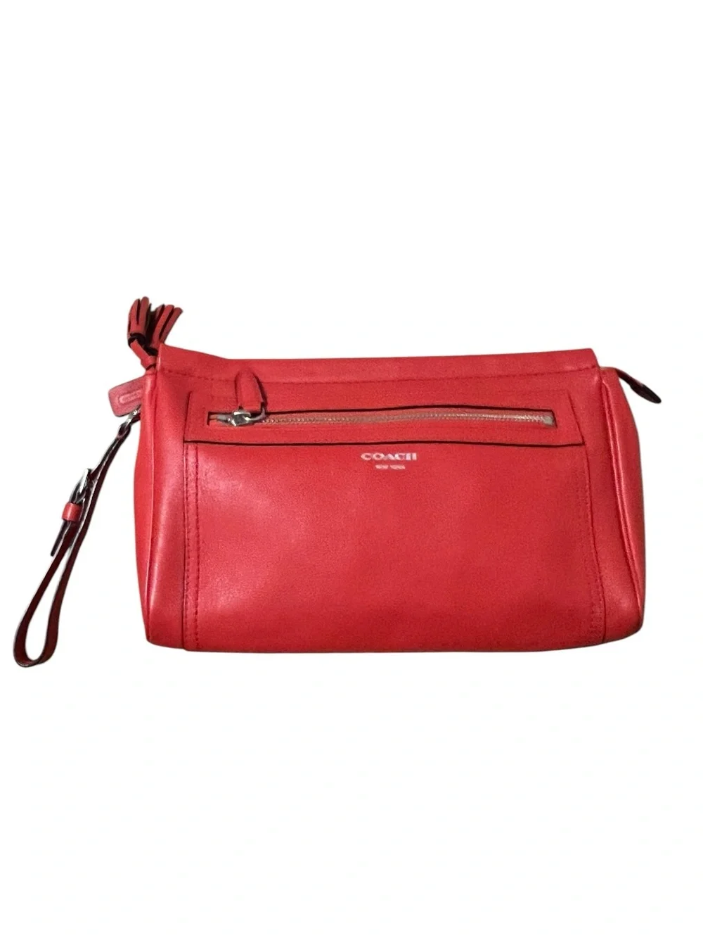 Coach Red Leather Legacy Large Wristlet with COA